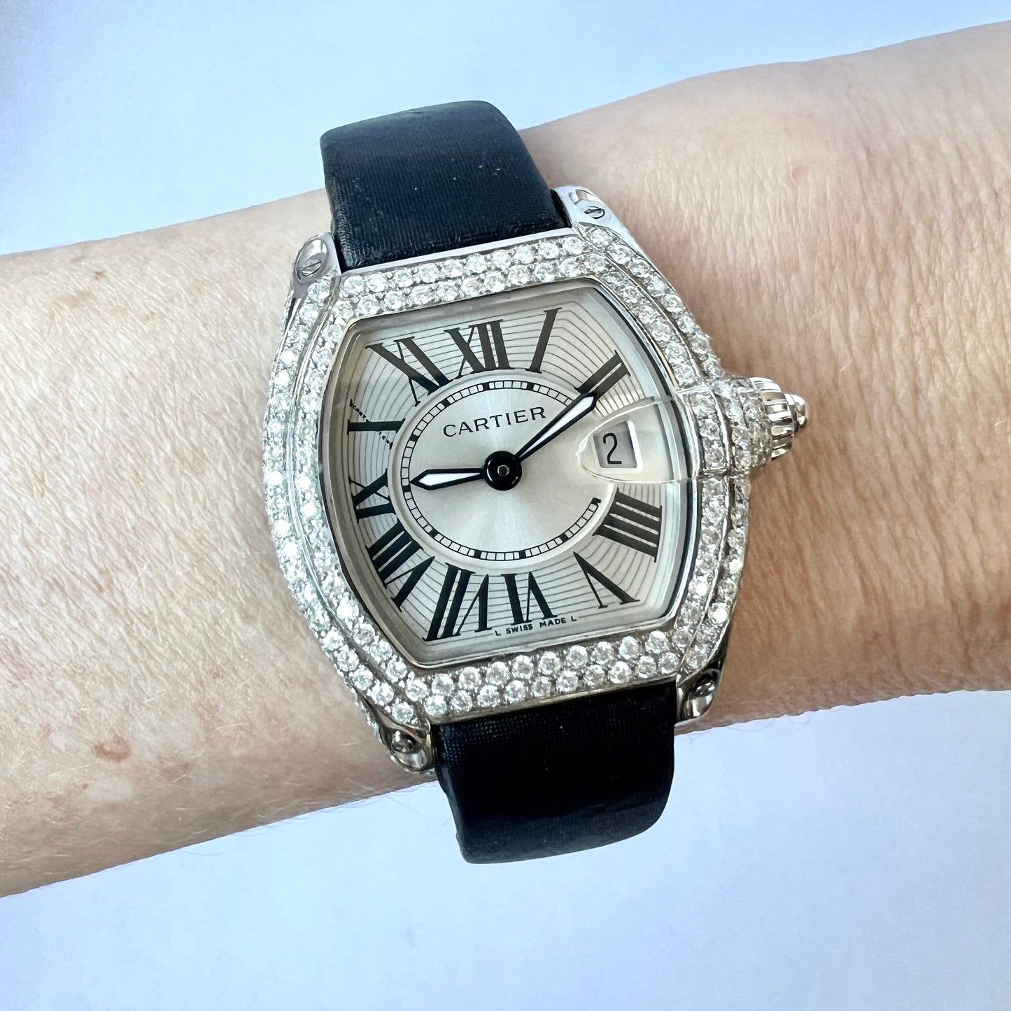 CARTIER ROADSTER Quartz 31mm Steel 2.84TCW Diamond Watch