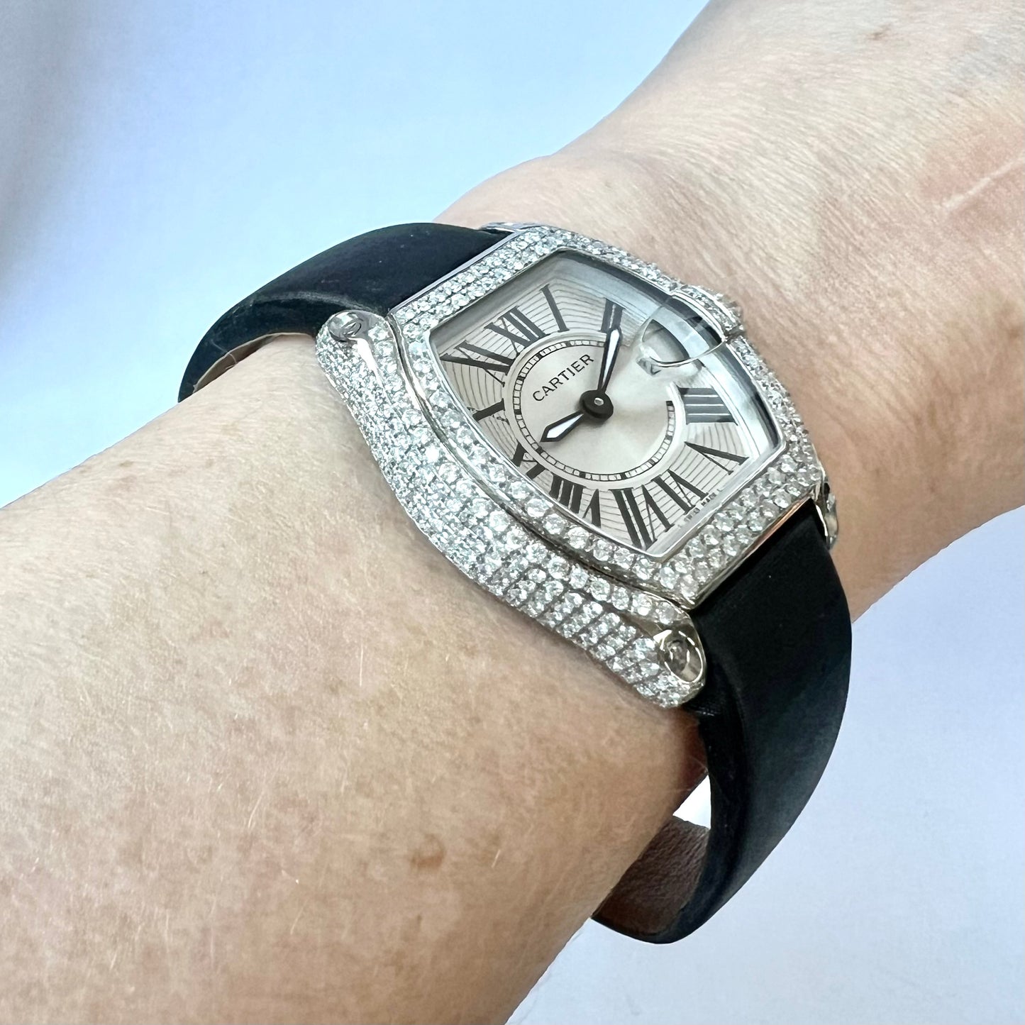 CARTIER ROADSTER Quartz 31mm Steel 2.84TCW Diamond Watch