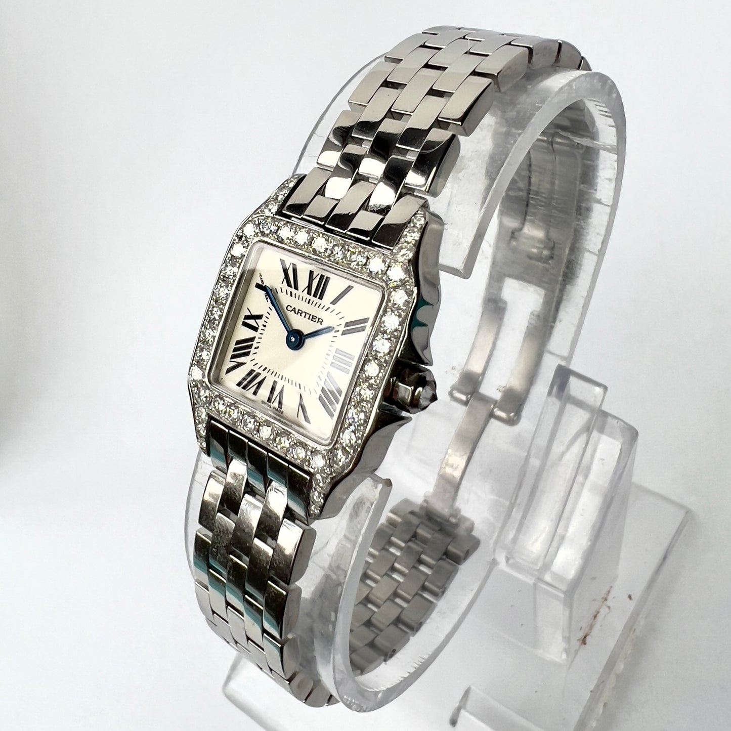 CARTIER SANTOS DEMOISELLE 2698 Quartz 20mm Steel 1.10TCW Diamond Watch