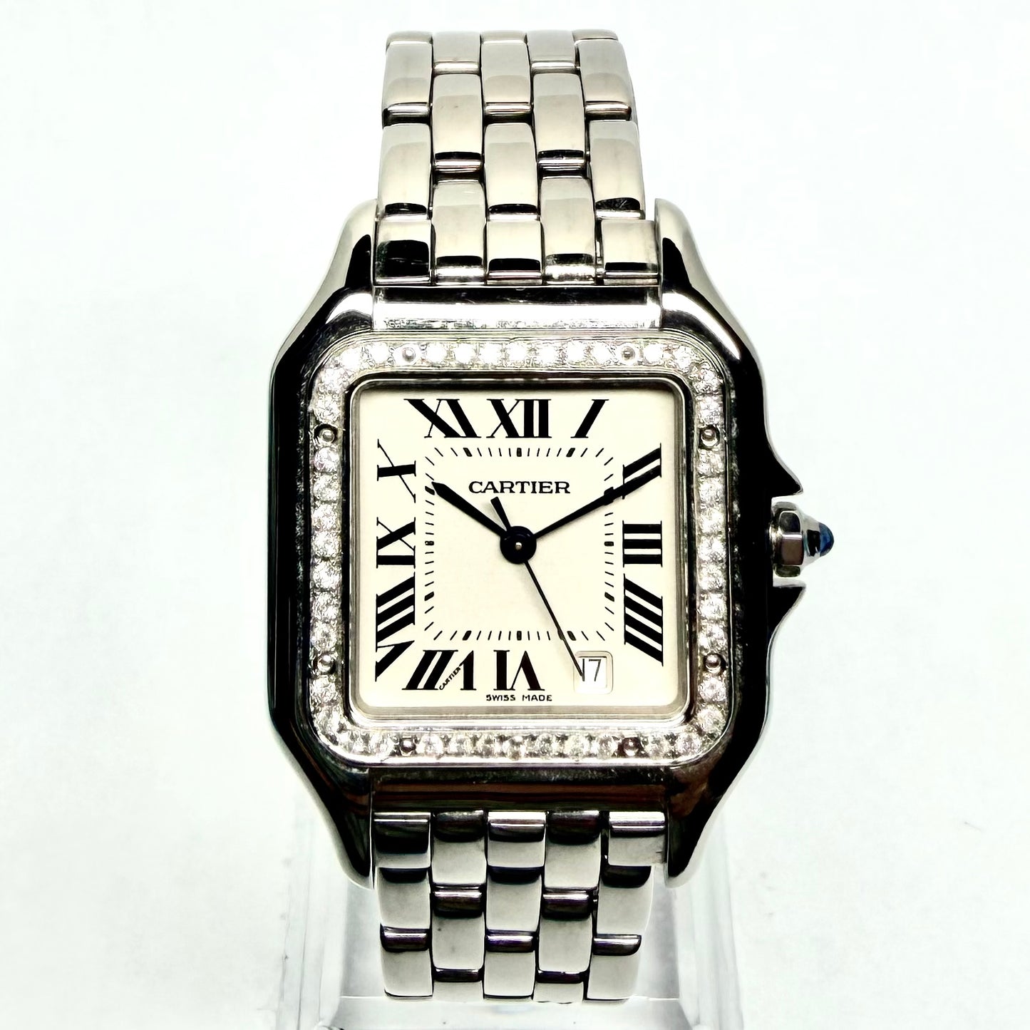 CARTIER PANTHERE Quartz 27mm Steel 0.48TCW Diamond Watch NEW Model