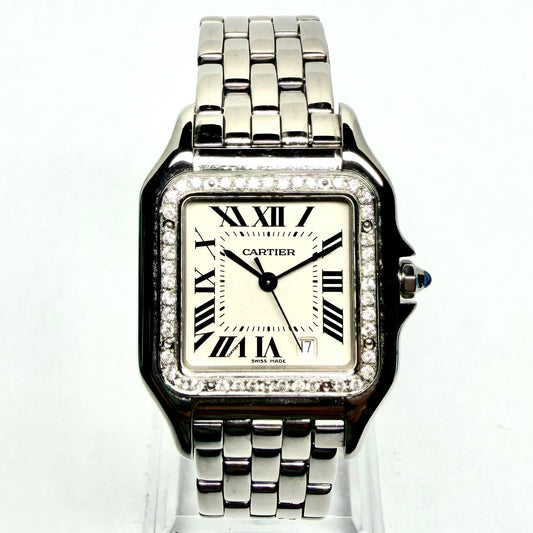 CARTIER PANTHERE Quartz 27mm Steel 0.48TCW Diamond Watch NEW Model