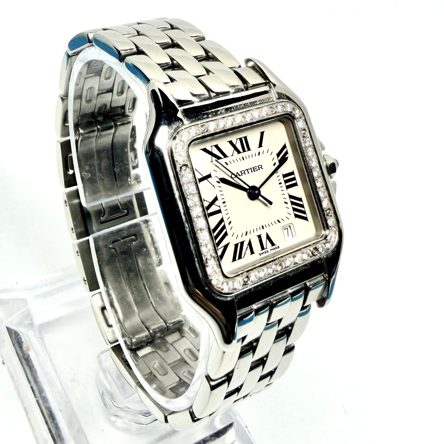 CARTIER PANTHERE Quartz 27mm Steel 0.48TCW Diamond Watch NEW Model