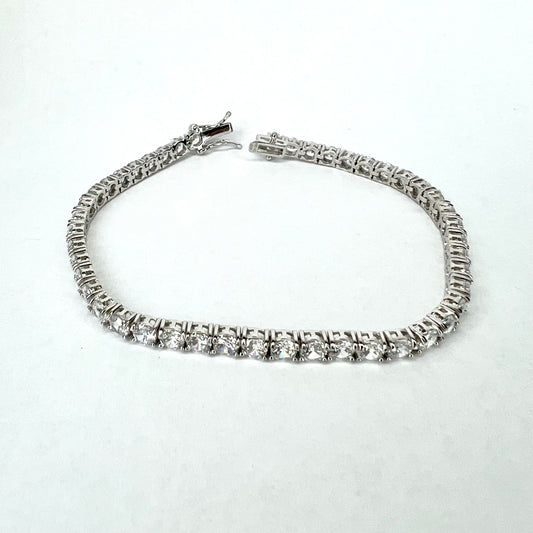 NEW 925 Sterling Silver Bracelet 4mm Cubic Zirconia Size 8 Inches