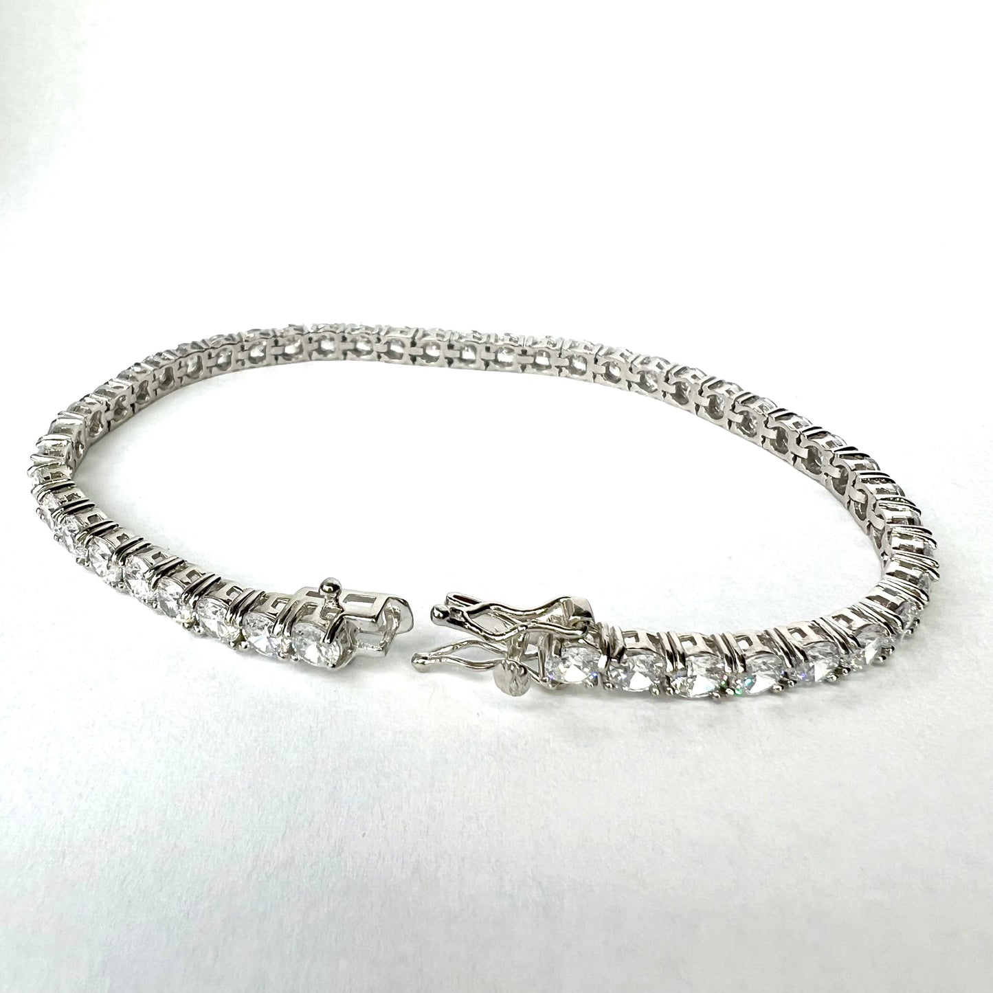 NEW 925 Sterling Silver Bracelet 4mm Cubic Zirconia Size 8 Inches