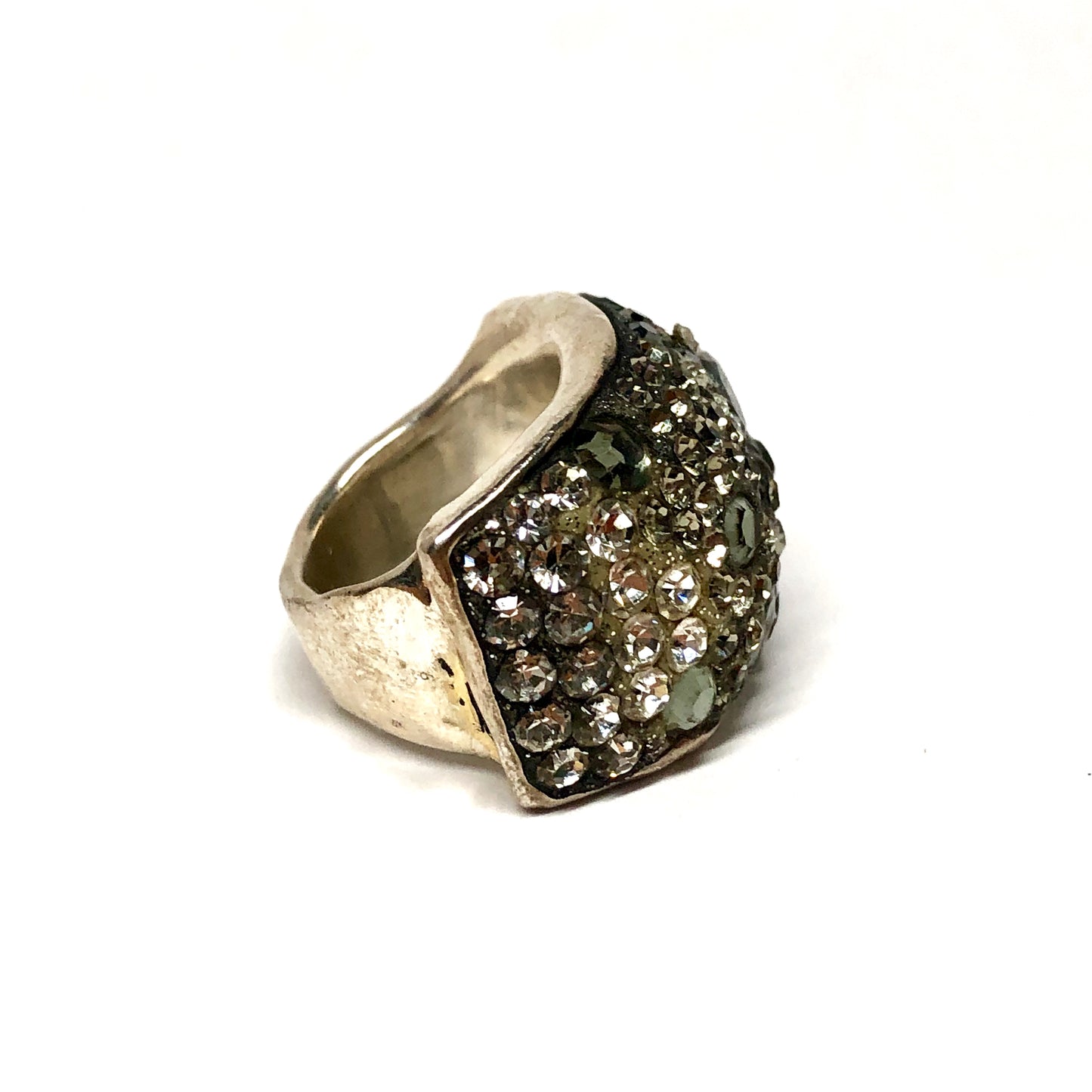 Sterling Silver Ring with Crystals Size 7.25