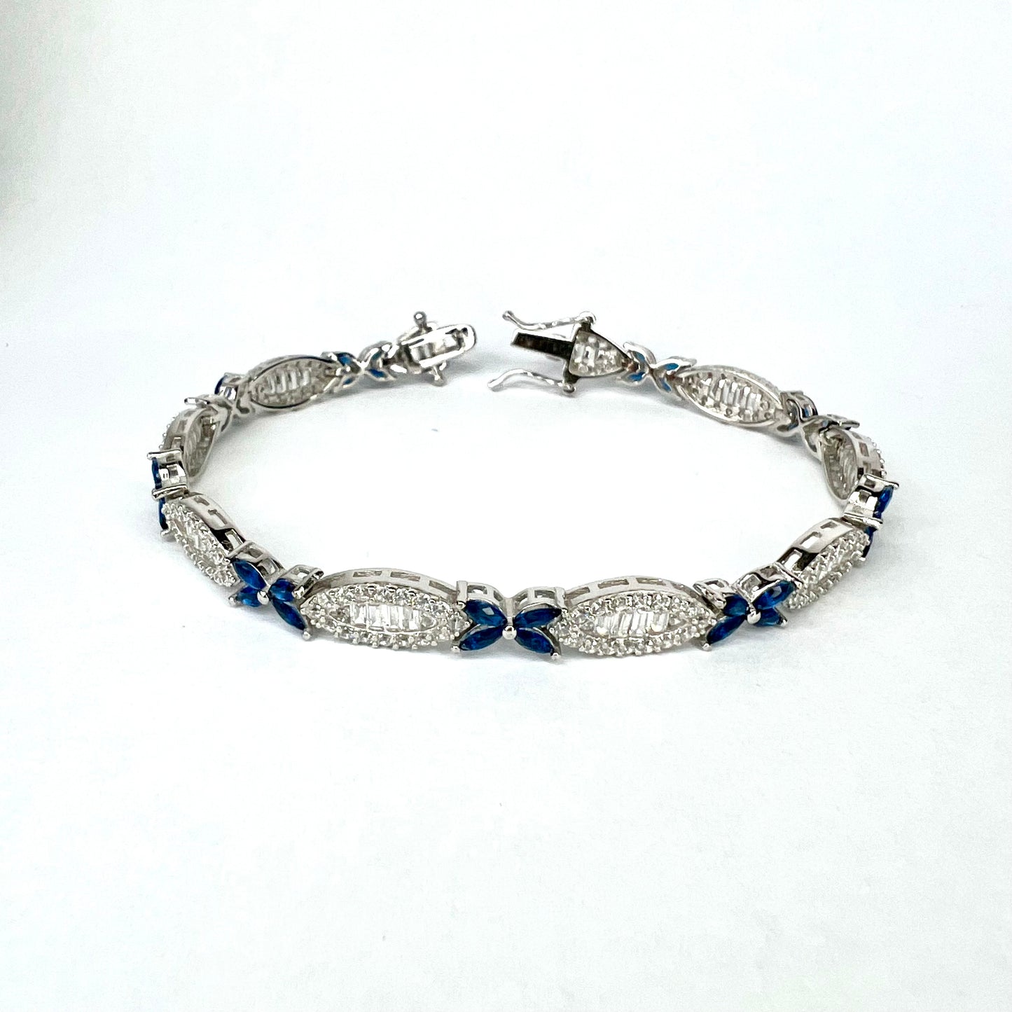 NEW 925 Sterling Silver Bracelet Cubic Zirconia Stones Size 7.25 inches