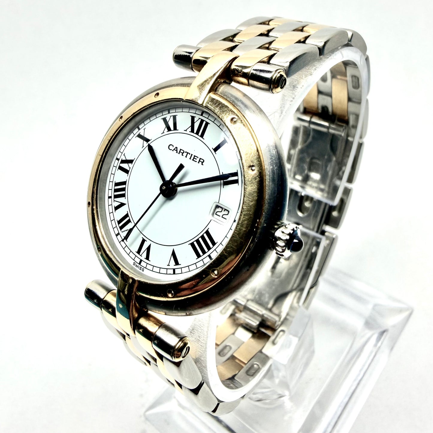 CARTIER PANTHERE VENDOME 30mm Quartz 2 Row Gold Watch White Dial