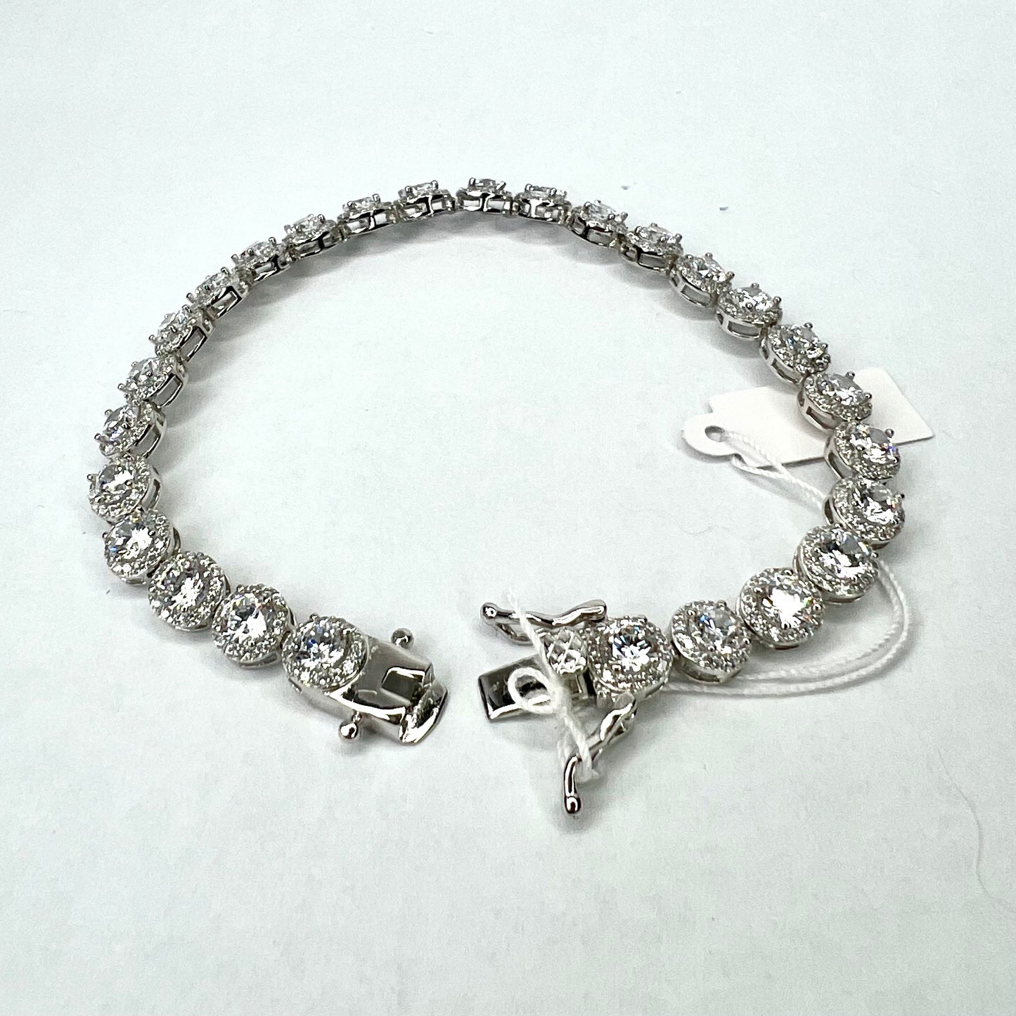 NEW 925 Sterling Silver Bracelet Cubic Zirconia Size 7 Inches