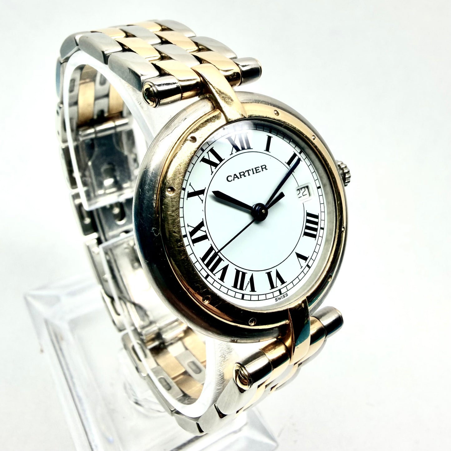 CARTIER PANTHERE VENDOME 30mm Quartz 2 Row Gold Watch White Dial