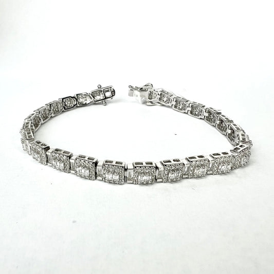 NEW 925 Sterling Silver Bracelet Cubic Zirconia Size 7 Inches