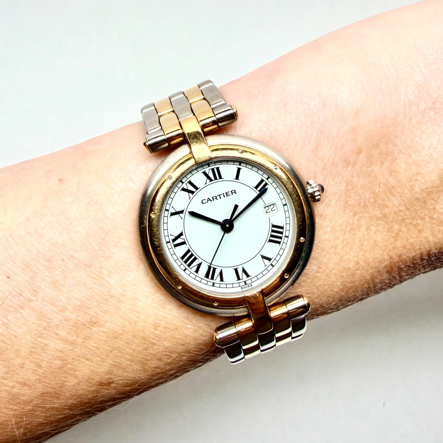 CARTIER PANTHERE VENDOME 30mm Quartz 2 Row Gold Watch White Dial