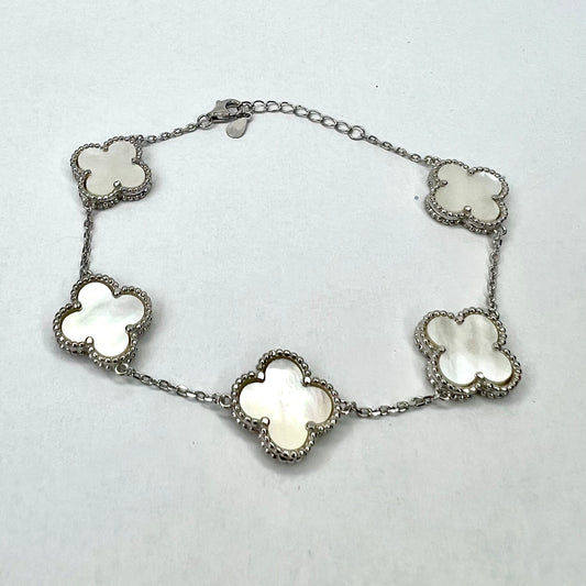 NEW 925 Sterling Silver Bracelet Natural Mother of Pearl Size 8 inches adjustable