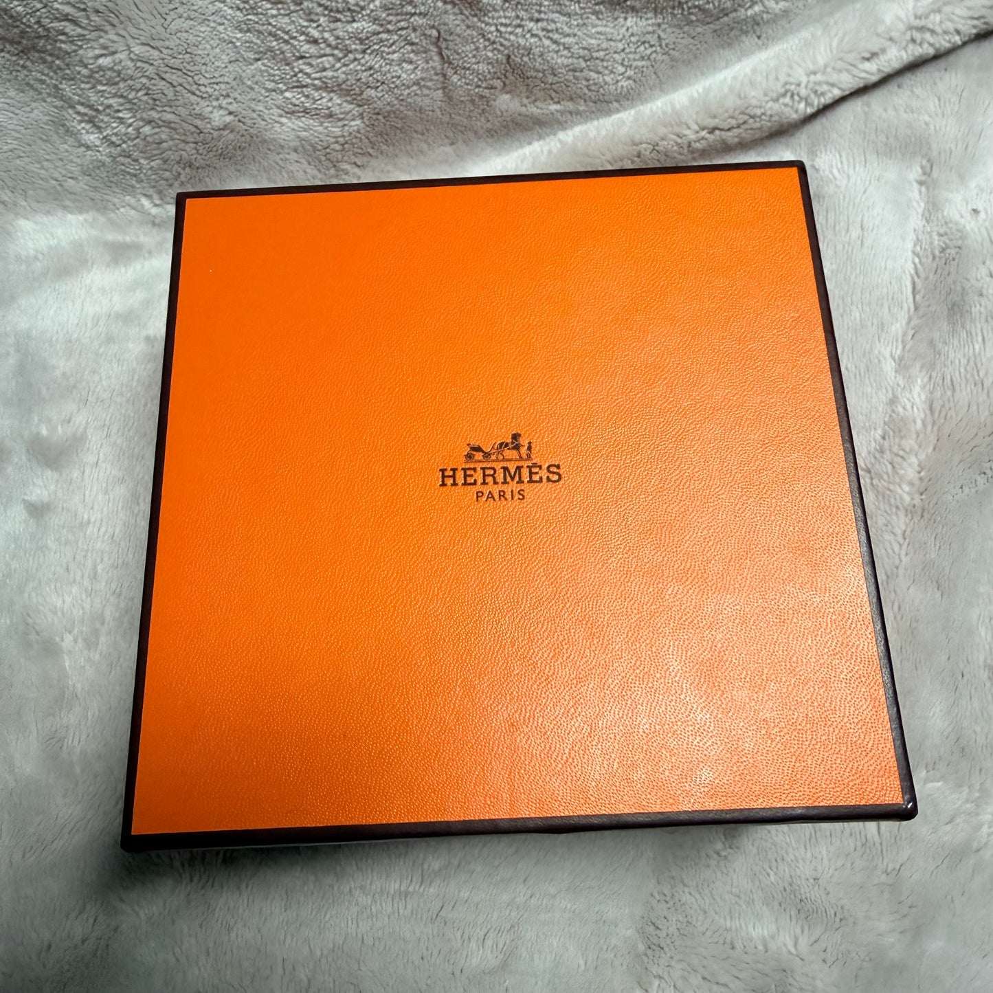 HERMES Wooden Brown Box + Outer Box 5.30x5.20x3.25 inches