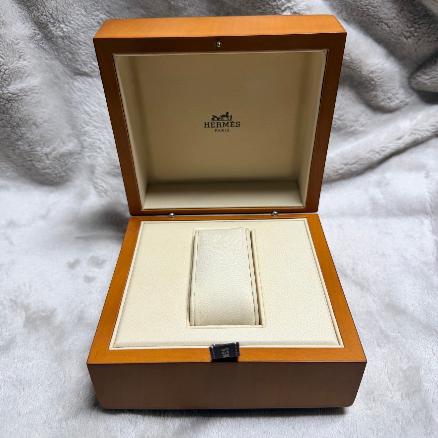 HERMES Wooden Brown Box + Outer Box 5.30x5.20x3.25 inches