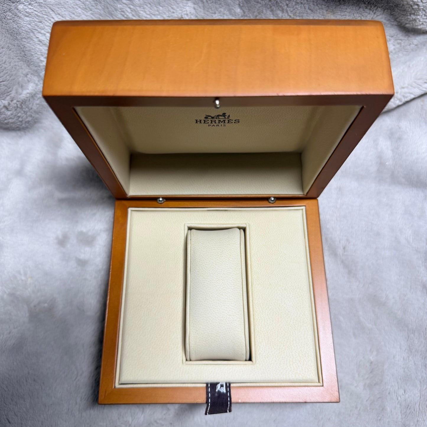 HERMES Wooden Brown Box + Outer Box 5.30x5.20x3.25 inches