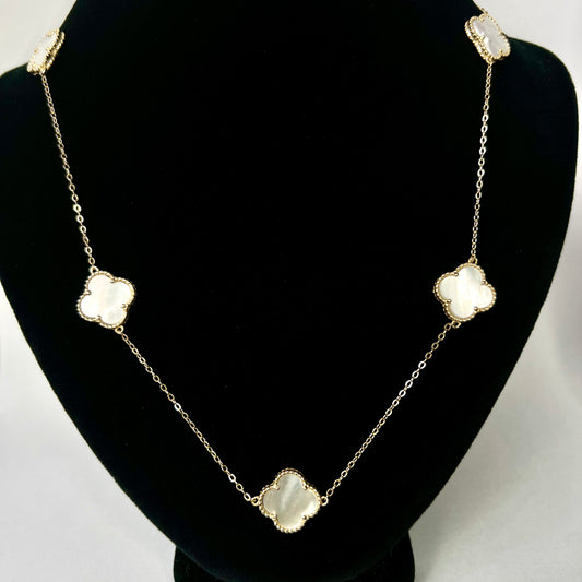 NEW Gold Tone 925 Sterling Silver Necklace Natural White Mother of Pearl Size 20 inches