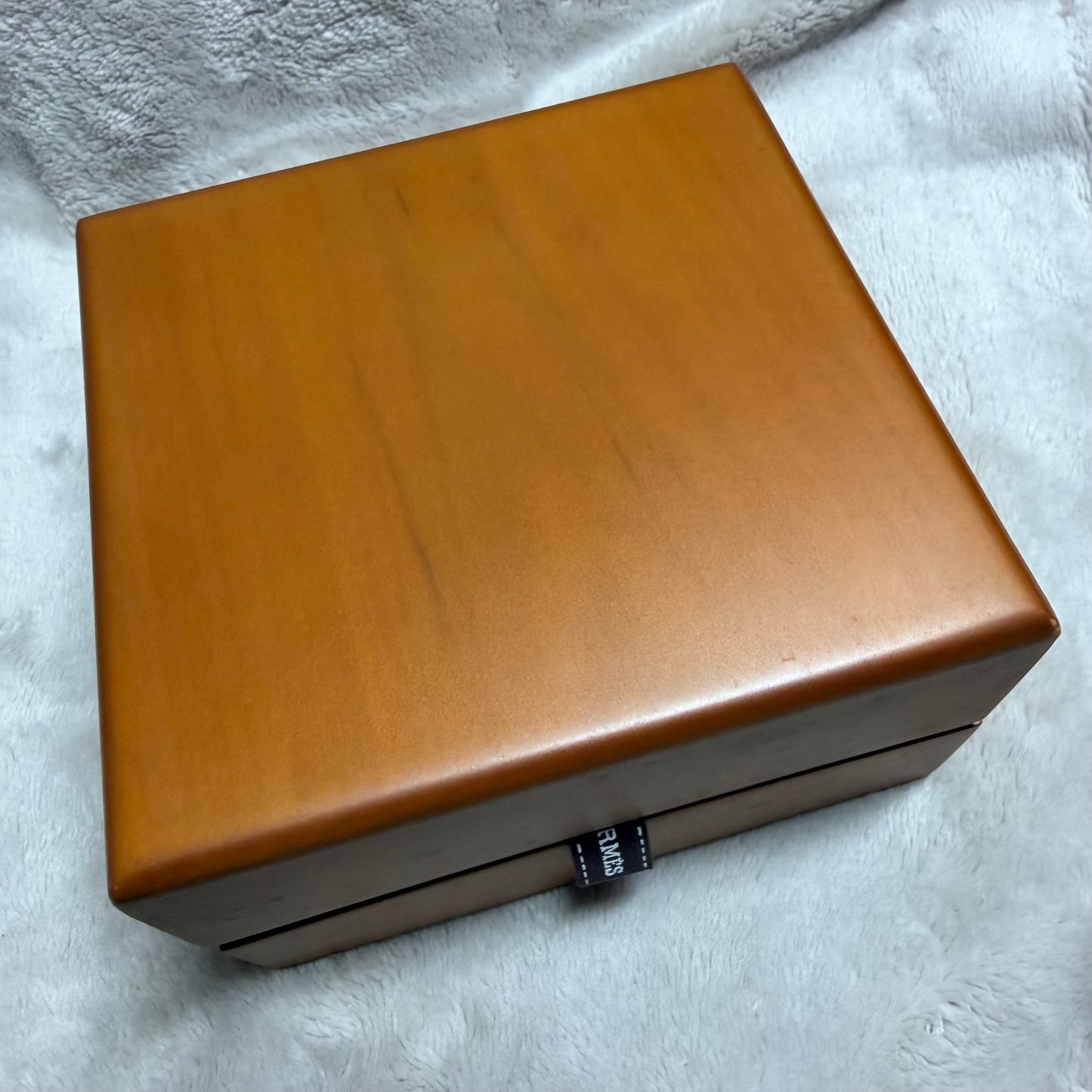 HERMES Wooden Brown Box + Outer Box 5.30x5.20x3.25 inches