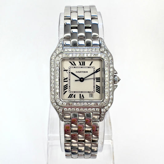 CARTIER PANTHERE Quartz 27mm Steel 1.27TCW Diamond Watch