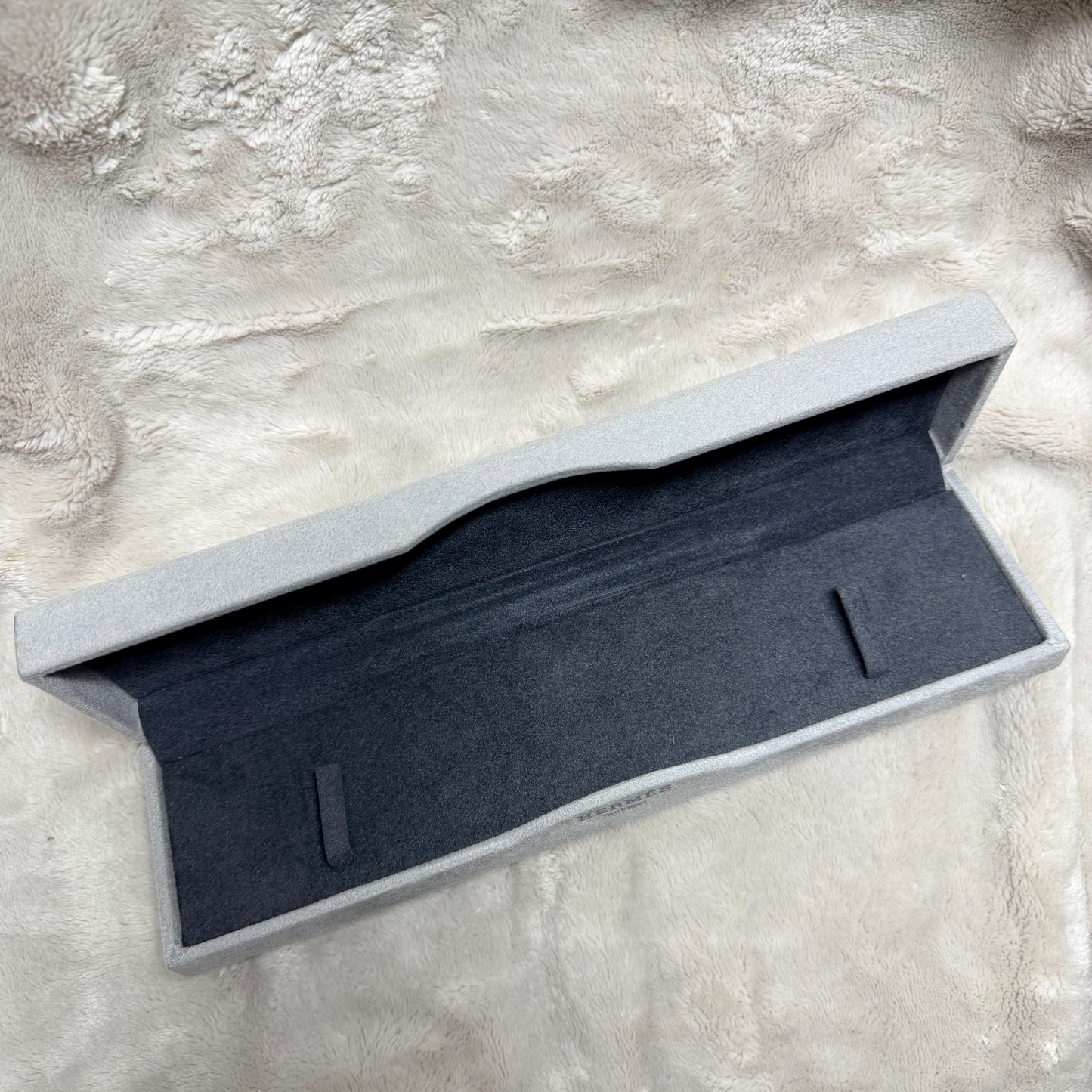 HERMES Gray Velvet  Box + Booklet + Outer Box 10.30x3x1.75 inches