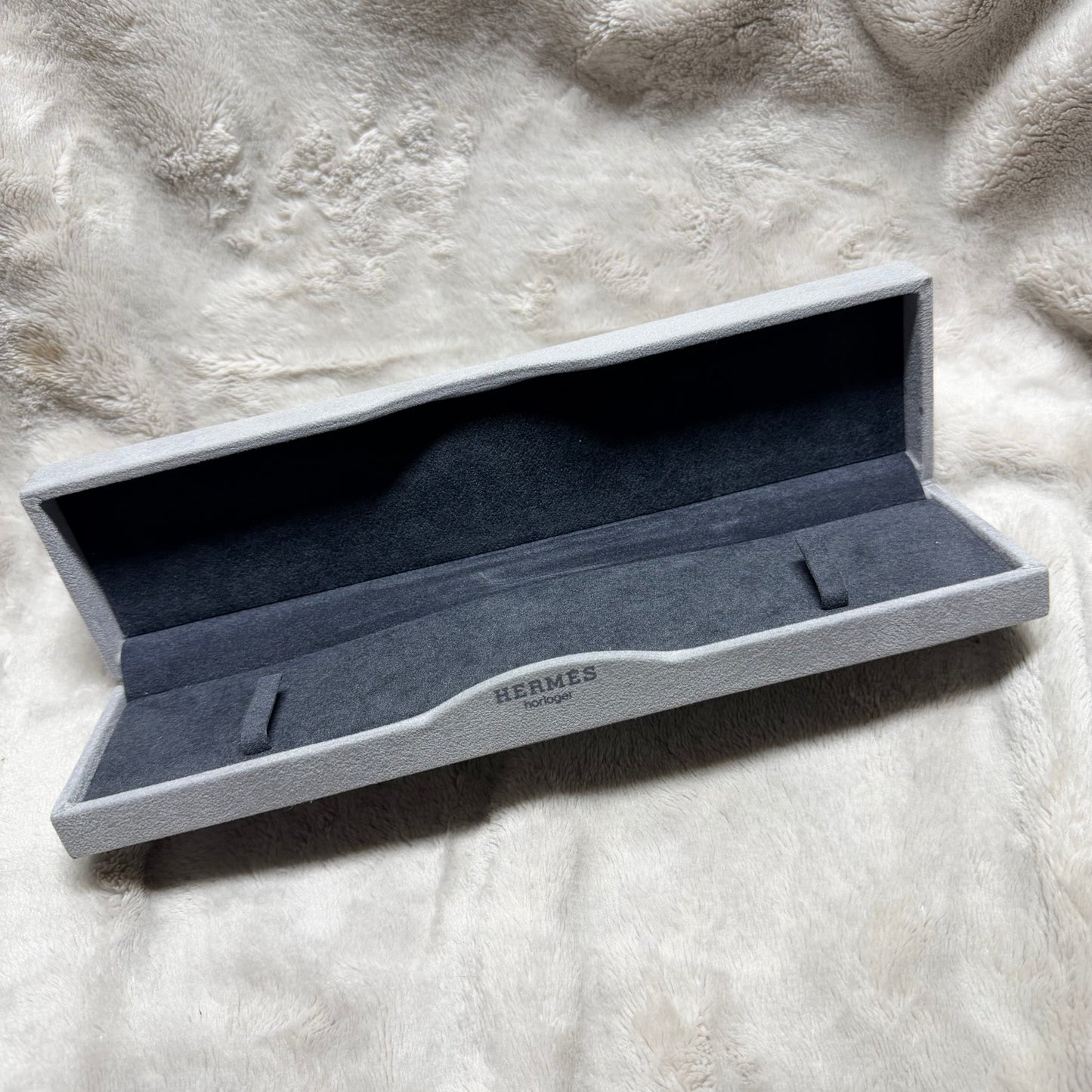 HERMES Gray Velvet  Box + Booklet + Outer Box 10.30x3x1.75 inches