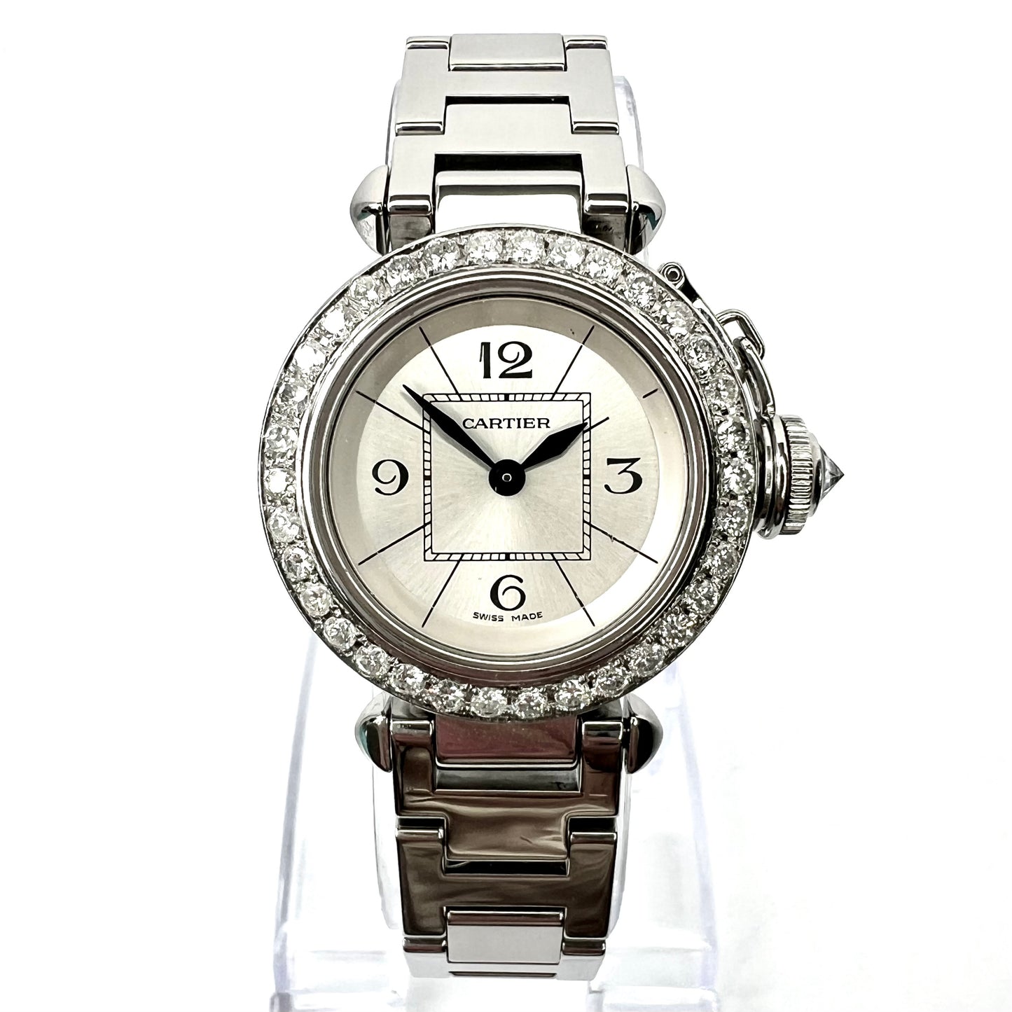 CARTIER PASHA Quartz 26mm Steel 1.36TCW DIAMOND Watch