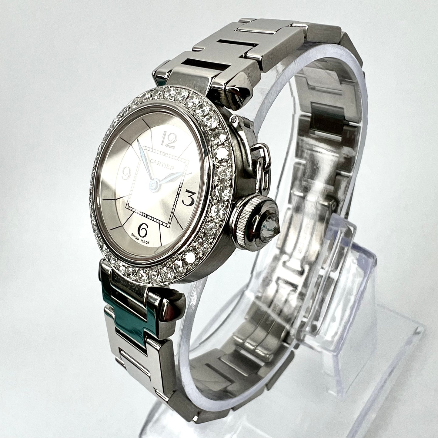 CARTIER PASHA Quartz 26mm Steel 1.36TCW DIAMOND Watch