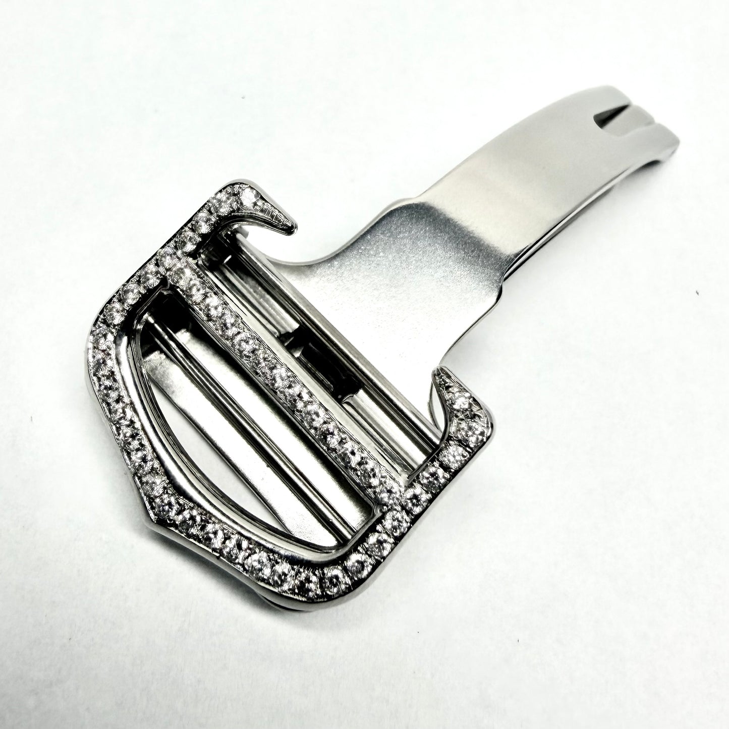 CARTIER Steel 18mm Complete Deployment 0.40TCW Diamond Buckle Polished