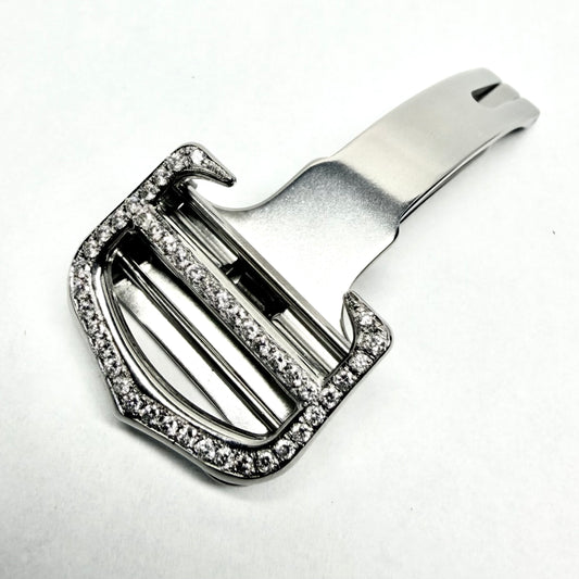 CARTIER Steel 18mm Complete Deployment 0.40TCW Diamond Buckle Polished