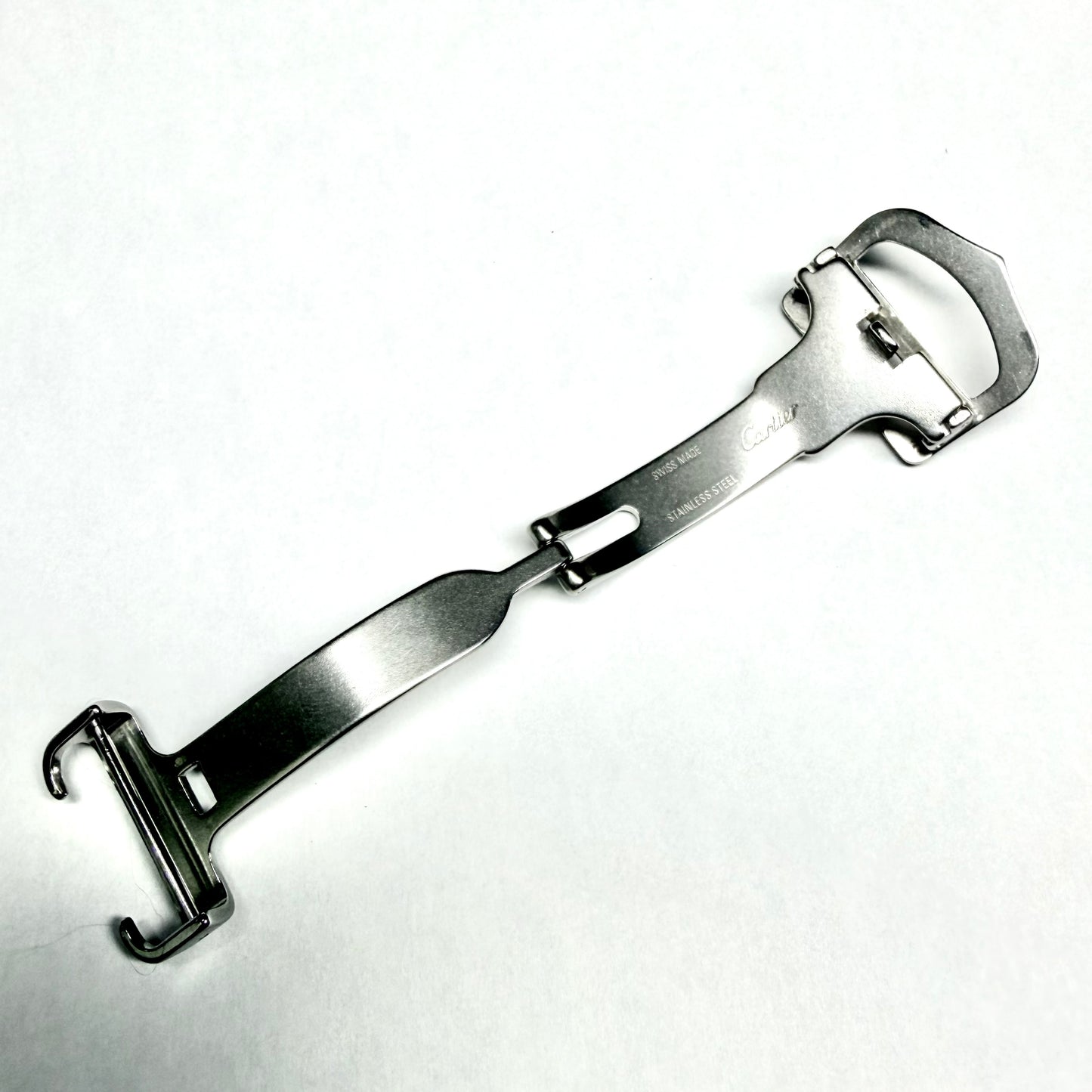 CARTIER Steel 18mm Complete Deployment 0.40TCW Diamond Buckle Polished
