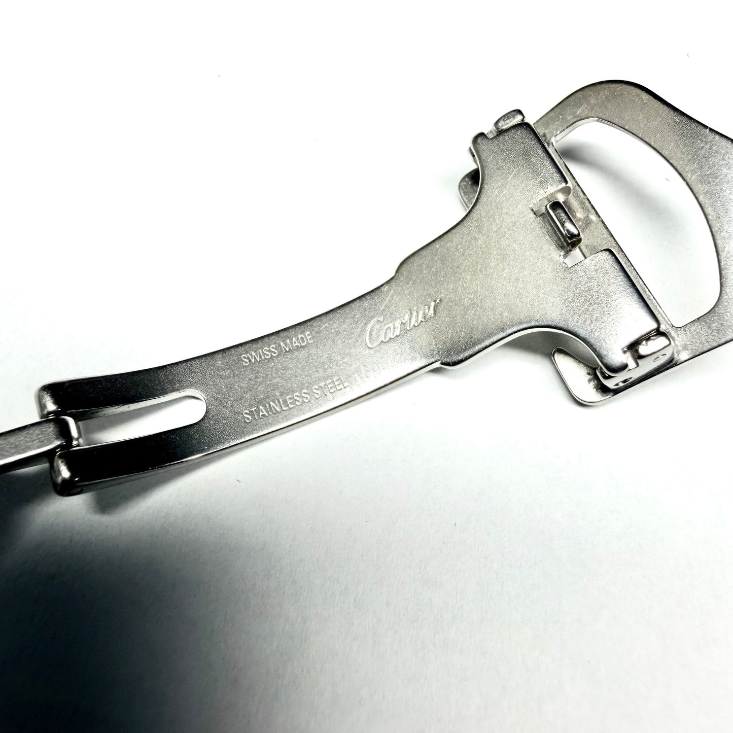 CARTIER Steel 18mm Complete Deployment 0.40TCW Diamond Buckle Polished