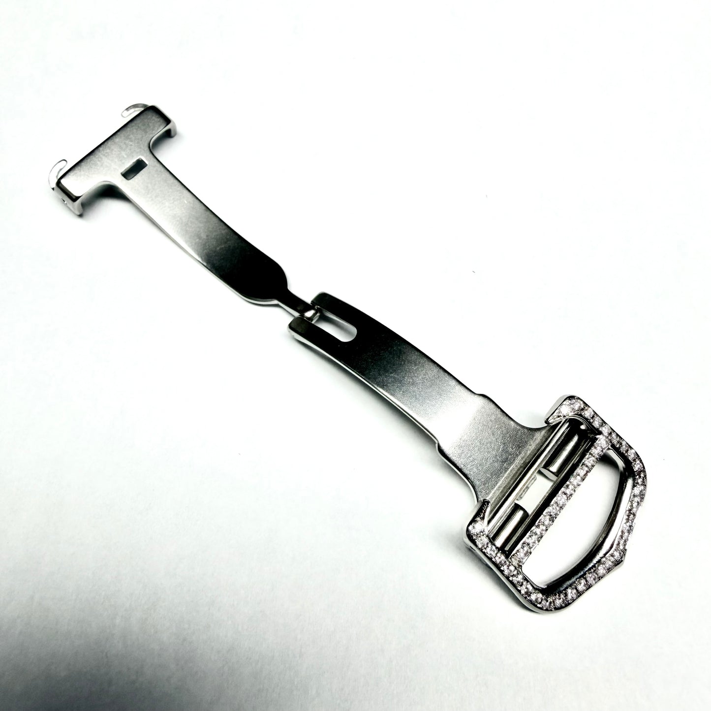 CARTIER Steel 18mm Complete Deployment 0.40TCW Diamond Buckle Polished