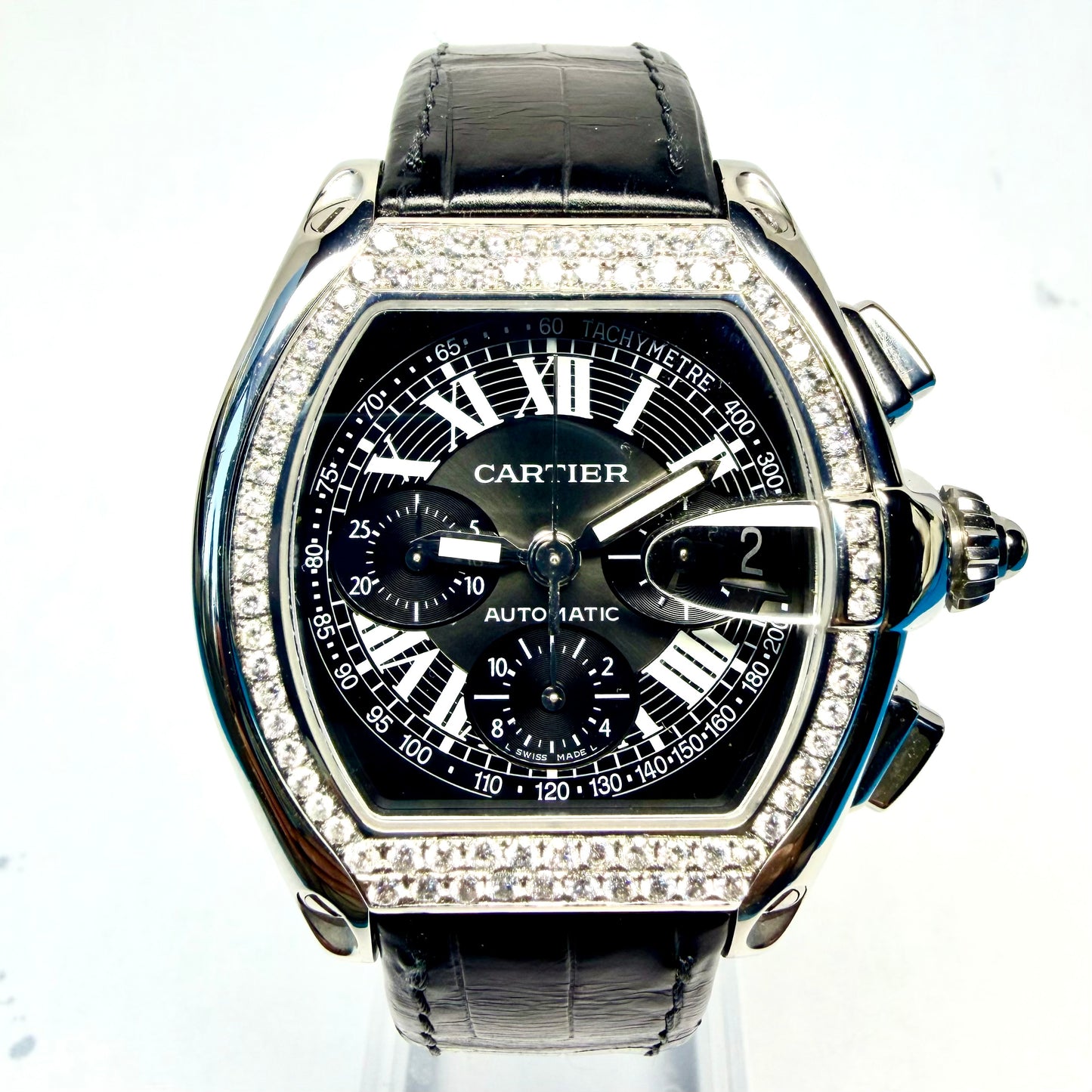 CARTIER ROADSTER 2618 Automatic 42mm Stainless Steel 1.52TCW Diamond Watch