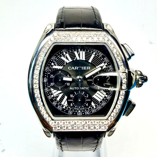CARTIER ROADSTER 2618 Automatic 42mm Stainless Steel 1.52TCW Diamond Watch