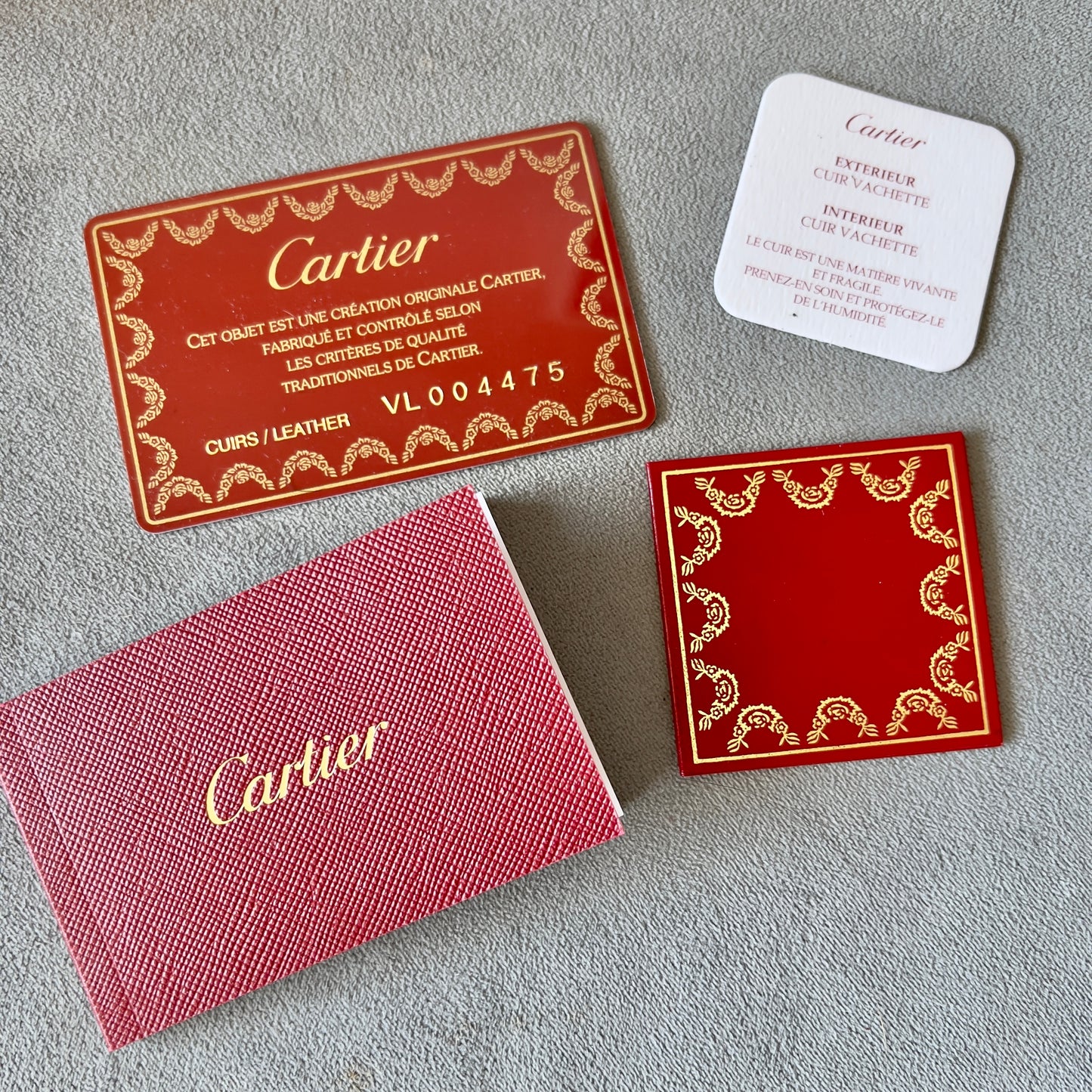 CARTIER Wallet Box 8x4.75x1.80 inches + Pouch + Booklets + Certificate + Ribbon