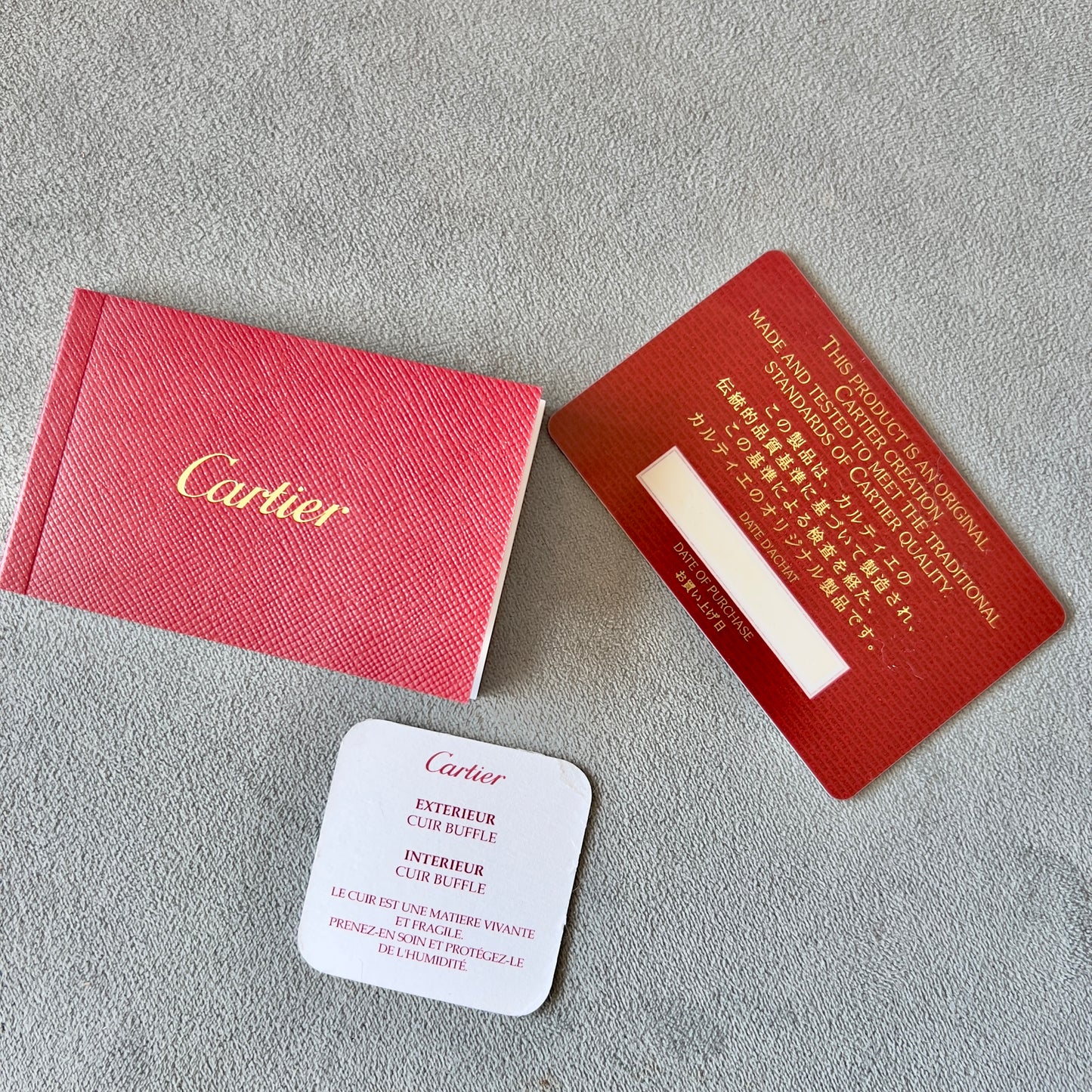 CARTIER Wallet Box 7.30x5x2.10 inches + Pouch + Booklets + Filled Certificate