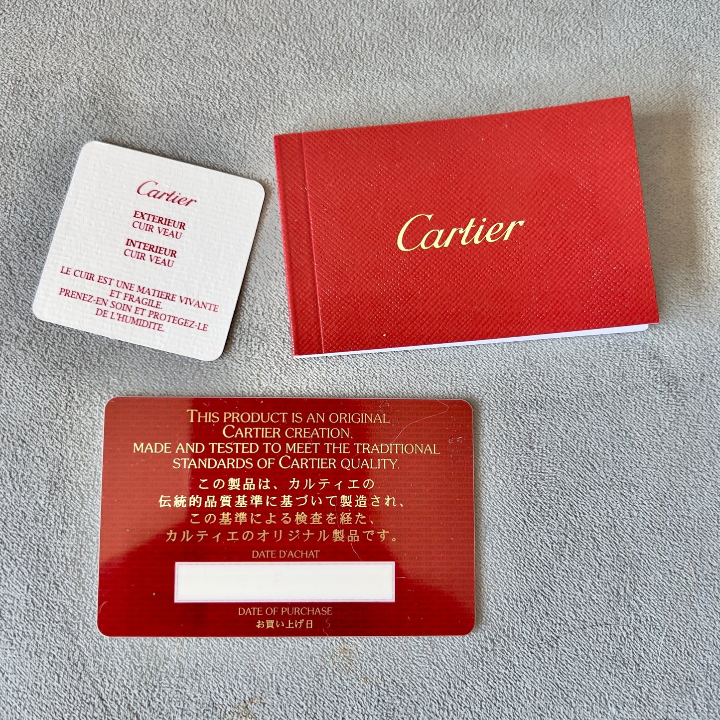 CARTIER Wallet Box 9.10x4.75x1.90 inches + Pouch + Certificate + Booklets