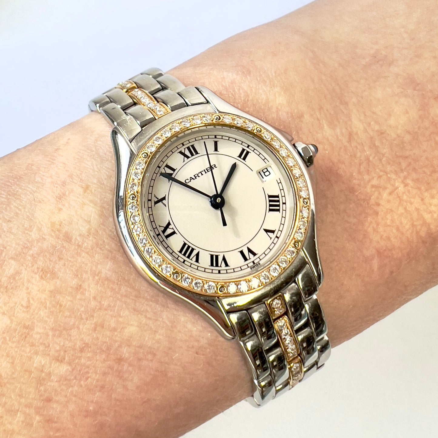 CARTIER PANTHERE COUGAR Quartz 27mm 1 Row Gold 0.97TCW Diamond Watch