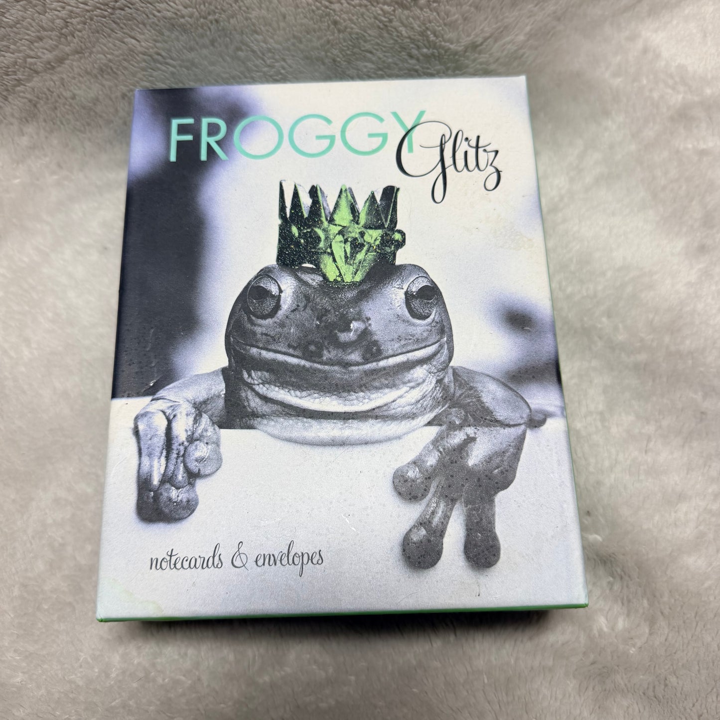 FROGGY GLITZ set of 21 Notecards + Envelopes in Box 6.90x5.40x1.75 inches + Bonus Post Card
