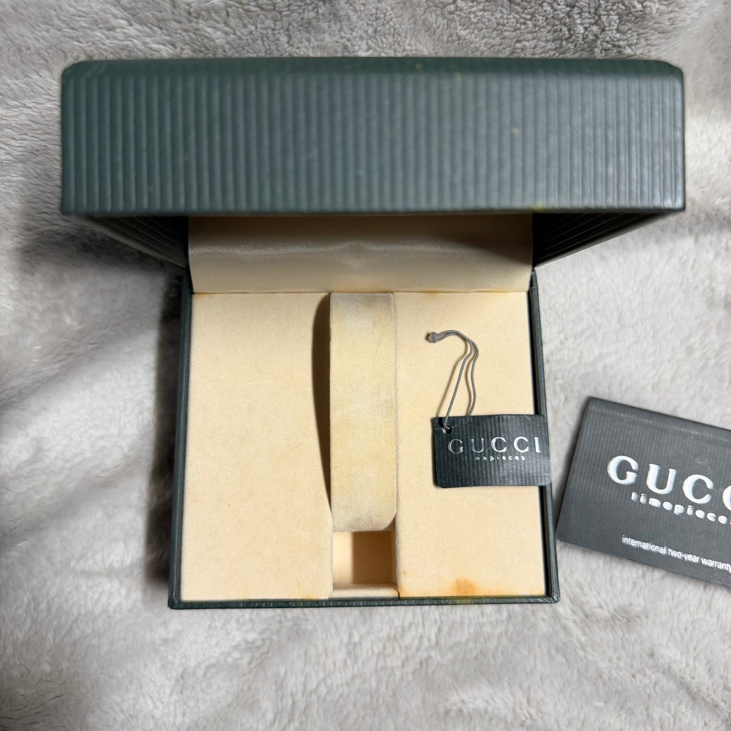 GUCCI Green Box + Booklet + Tag 4.60x4.20x2.75 inches