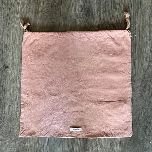 Miu Miu drawstring dust bag in blush pink 11x10.75 inches