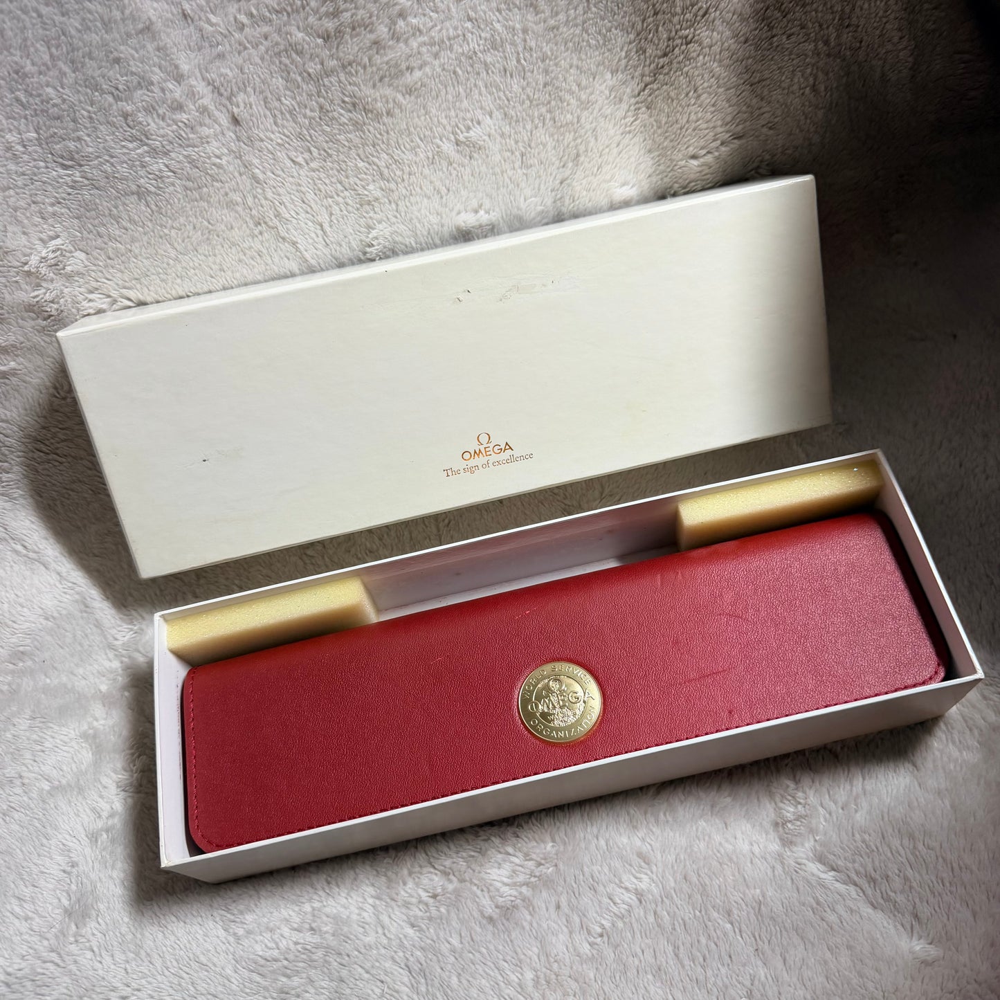 OMEGA Red Box + Outer Box 10.90x3.75x1.90 inches
