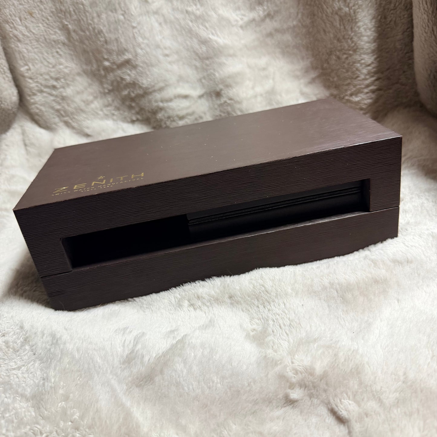 ZENITH Brown Wooden Box + Outer Box 9.75x5.10x3.75 inches