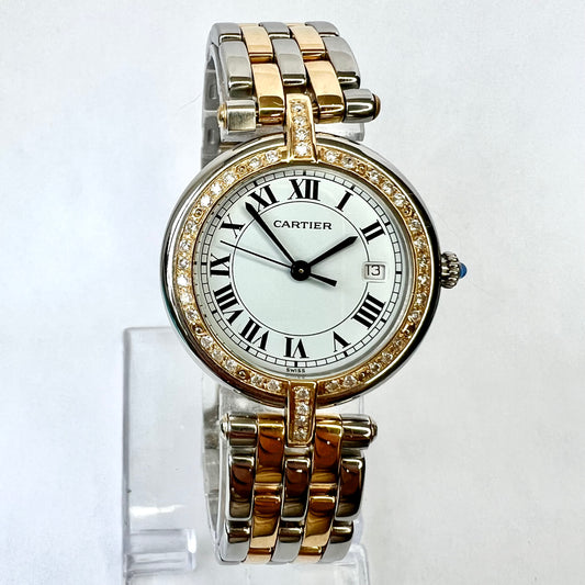 CARTIER PANTHERE VENDOME 30mm Quartz 2 Row Gold 0.5TCW Diamond Watch