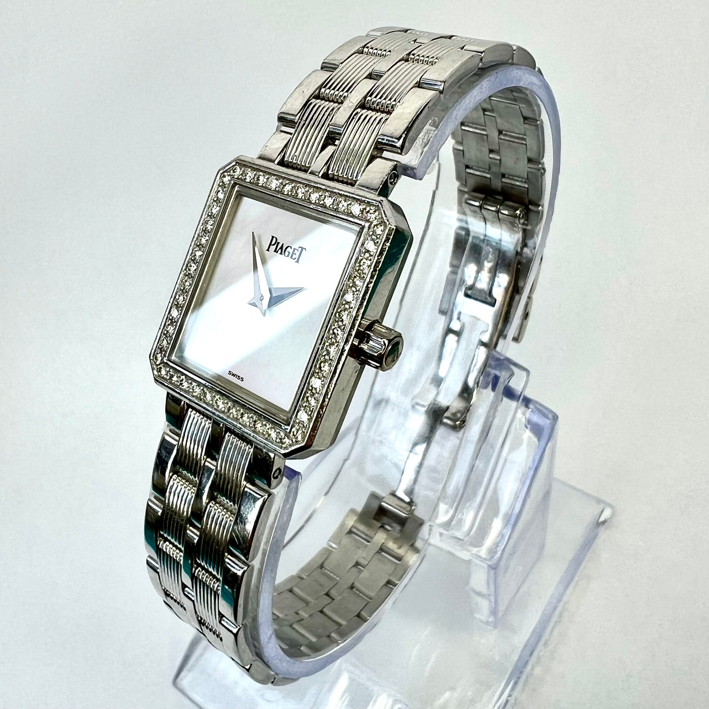 PIAGET PROTOCOLE Quartz 20mm 18K White Gold FACTORY DIAMONDS Watch