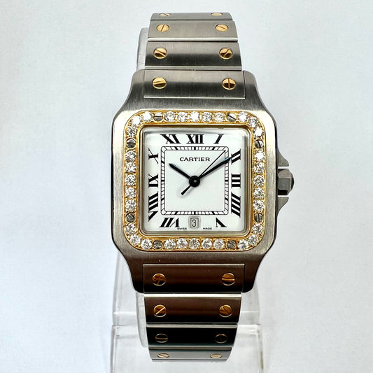 CARTIER SANTOS GALBEE 29mm Quartz 2 Tone 0.85TCW DIAMOND Watch  NEW Model