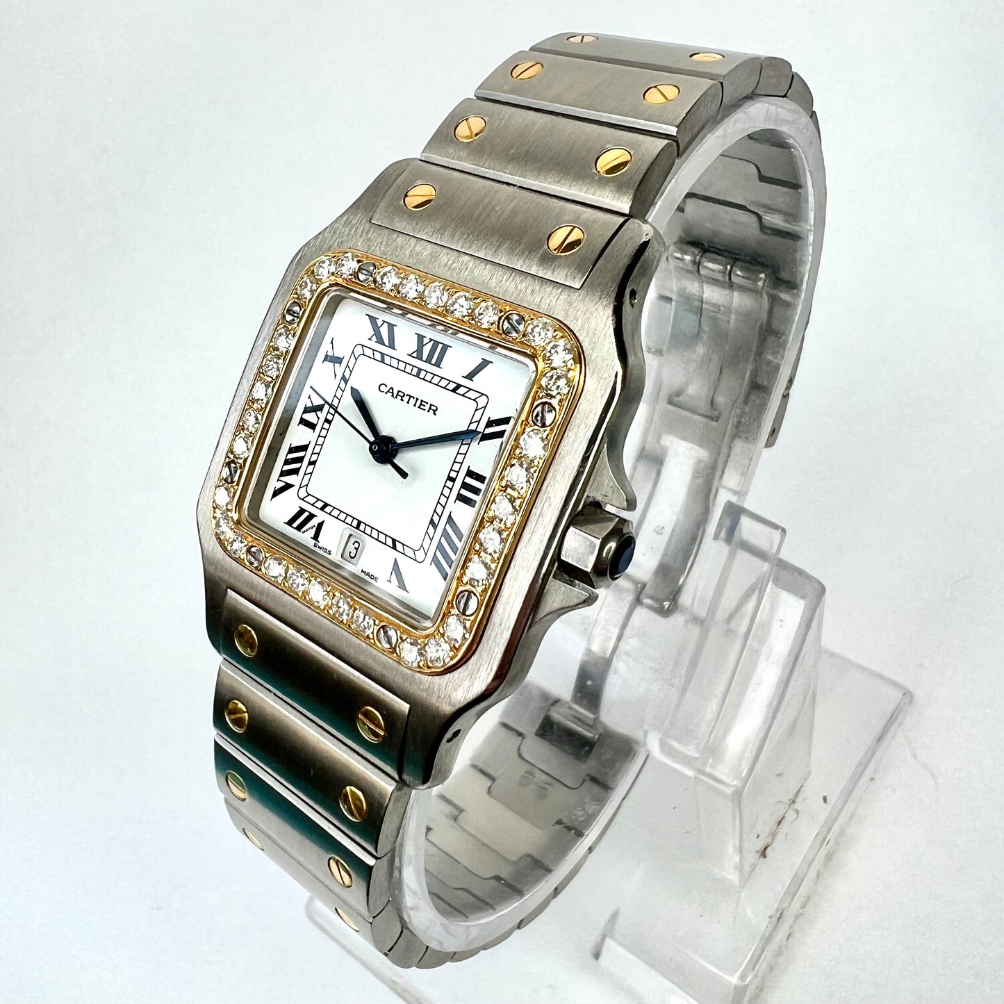 CARTIER SANTOS GALBEE 29mm Quartz 2 Tone 0.85TCW DIAMOND Watch  NEW Model