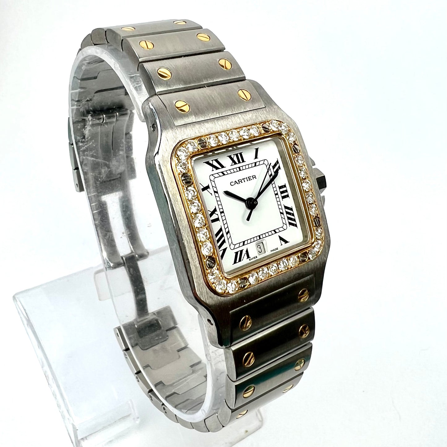 CARTIER SANTOS GALBEE 29mm Quartz 2 Tone 0.85TCW DIAMOND Watch  NEW Model