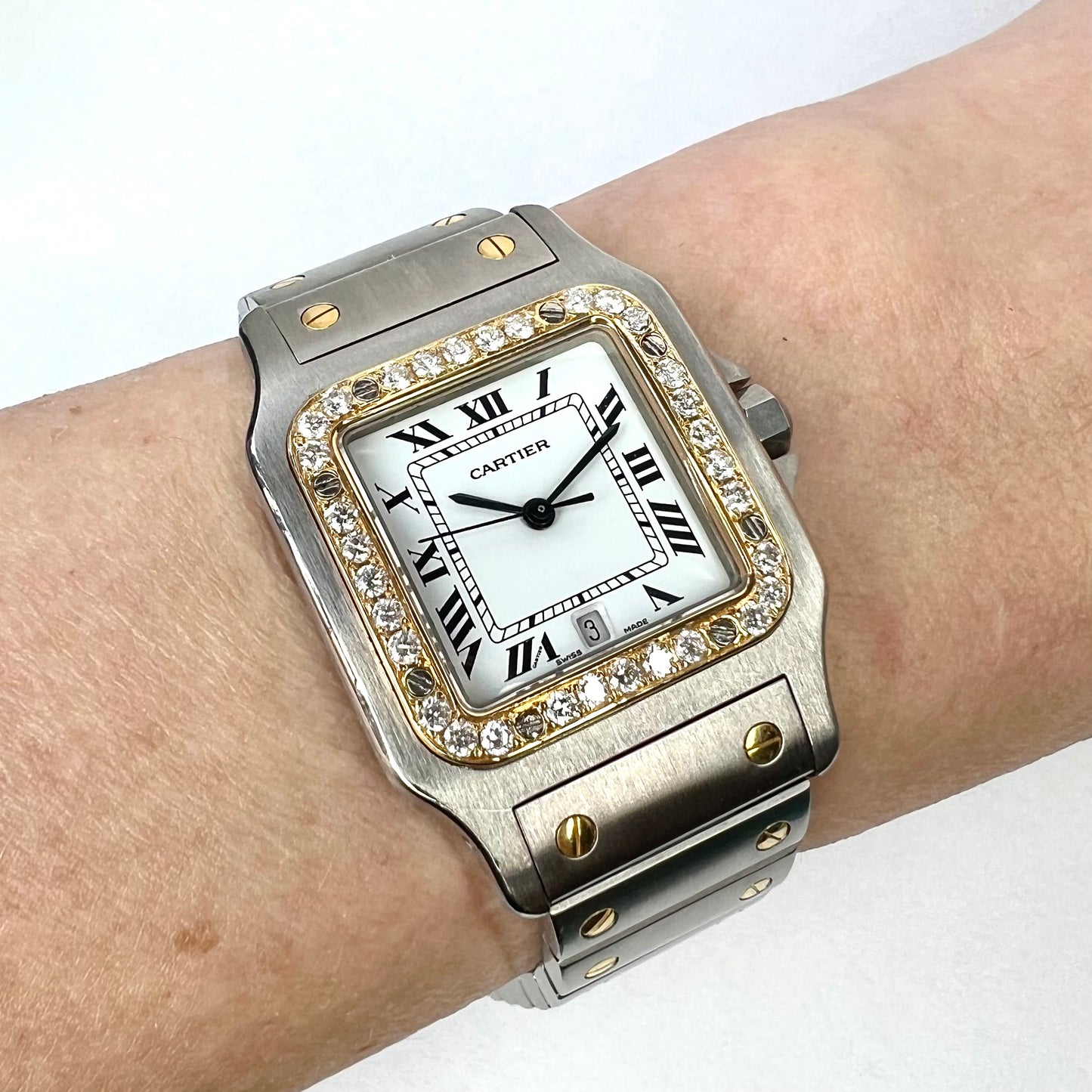 CARTIER SANTOS GALBEE 29mm Quartz 2 Tone 0.85TCW DIAMOND Watch  NEW Model