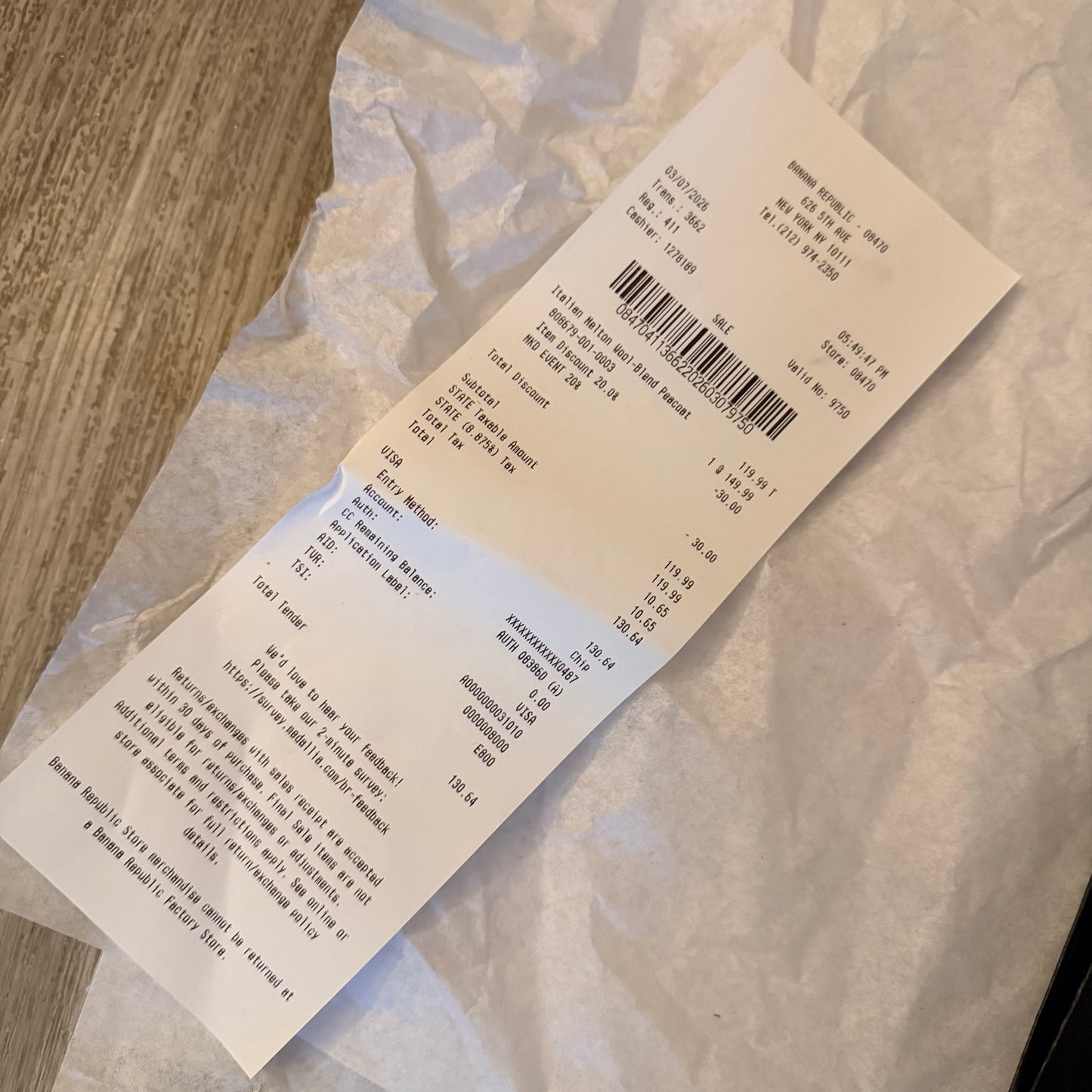 BANANA REPUBLIC Black Shopping Gift Bag 18.75x15x5.90 inches + Original Tissue + Receipt