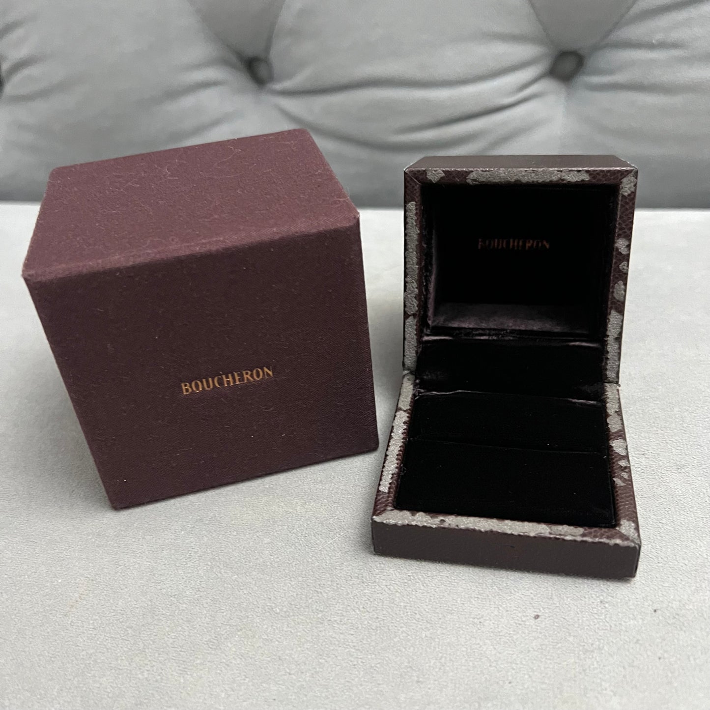 BOUCHERON Ring/Cufflinks/Earrings Box + Outer Box 3.10x3x3.10 inches